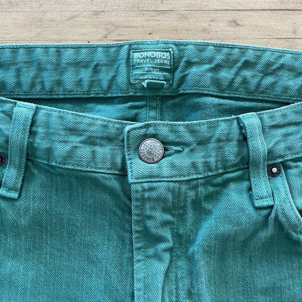 Bonobos Travel Jeans Slim Fit - Men's Size 34x32 (Green)